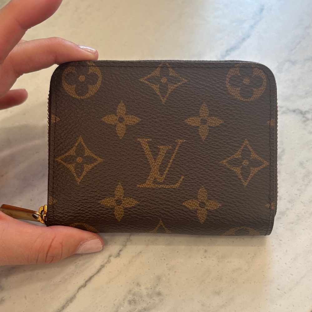 Louis Vuitton Monogram Zip Around Compact Wallet in Brown and Gold AUTHENTIC